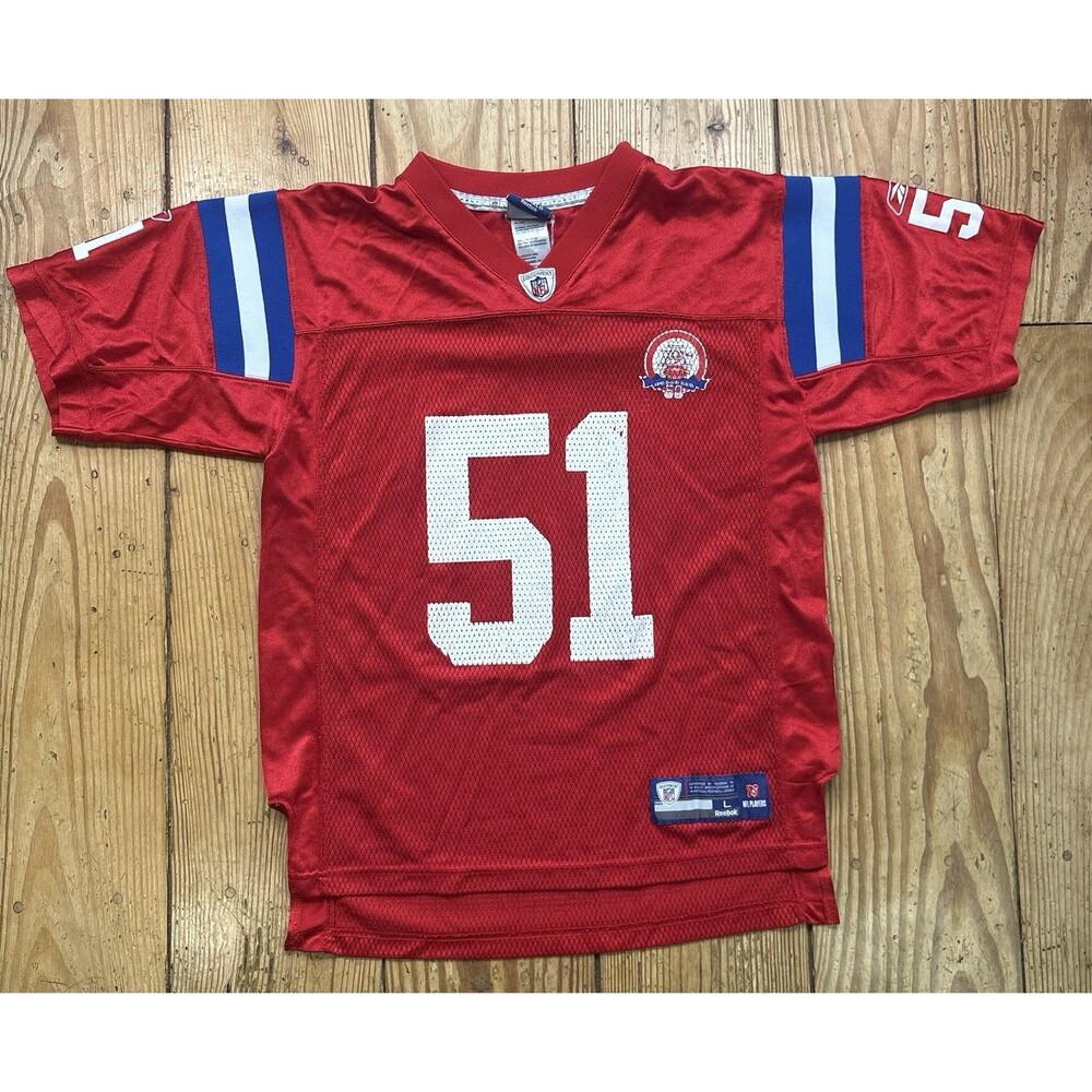 Vintage New England Patriots Jerod Mayo Reebok Jersey Youth Large 50 Anniversary